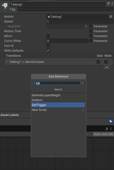 Animation behaviour tool in the Unity Editor