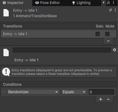 ChooseRandomState behaviour settings in the Inspector window