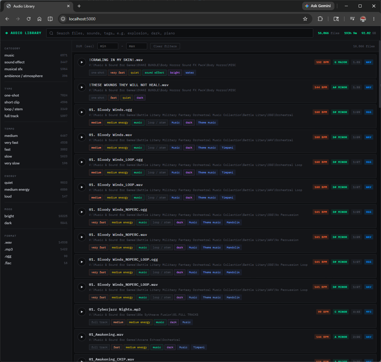 Main search interface