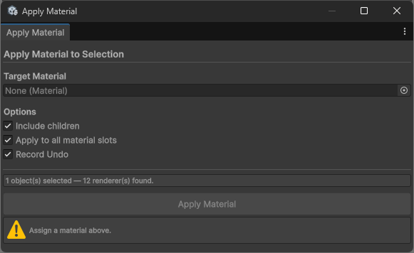 Apply Material to Selection window