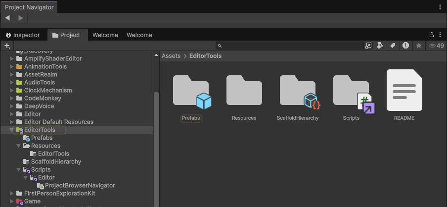 Project Navigator docked with Project Browser