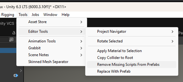 Remove Missing Scripts confirmation dialog