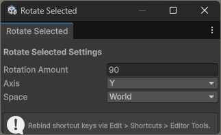 Rotate Selected settings window
